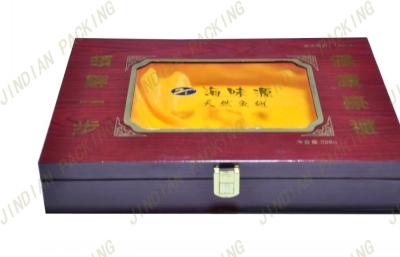 China Luxury Gloss Painted Wooden Gift Boxes For Jewelry Packaging With Pet Window for sale