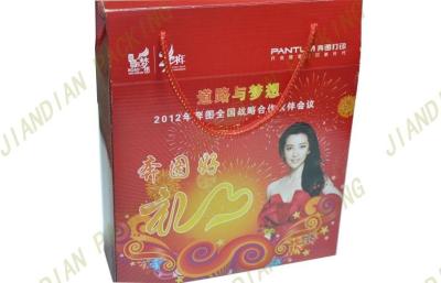 China Printed Corrugated Carton Box With Handles, Colorful Paper Food Packaging Boxes for sale