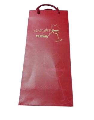 China Recycled Printed Paper Shopping Bags For Red Wine With Matt Lamination Surface for sale