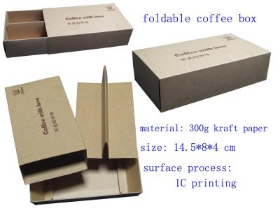 China Foldable Paper Packaging Boxes , Kraft Coffee Paper Packing Box for sale