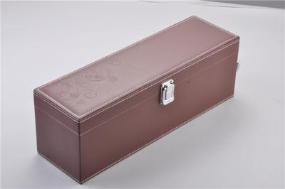 China Brown Leather Wine Packaging Boxes Logo Printing With EVA Inner for sale