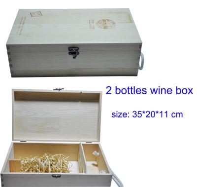 China Light Yellow Wooden Gift Boxes Solid For 2 Bottles Red Wine Packaging for sale