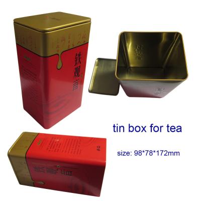 China Red & Golden Packaging Tin Boxes , Recycled Tea Gift Packaging Boxes for sale