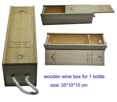 China Customized Solid Wooden Gift Boxes For Red Wine Packaging With Slid Lid for sale