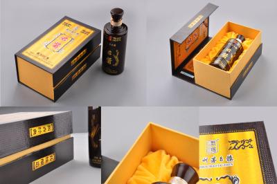 China 4C Printing Cardboard Wine Box Glossy Lamination for White Wine with Tray for sale