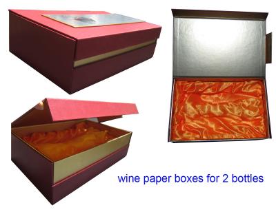 Chine Boîte recyclable à vin de carton, boîtes d'emballage de papier de vin rouge pour 2 bouteilles à vendre