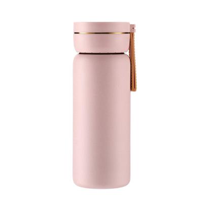 China OEM 14oz Multi Purpose Thermos Water Bottle Sustainable Custom With Strap Tea Infuser Vacuum Insulated Stainless Steel Water Tumbler Bottles for sale