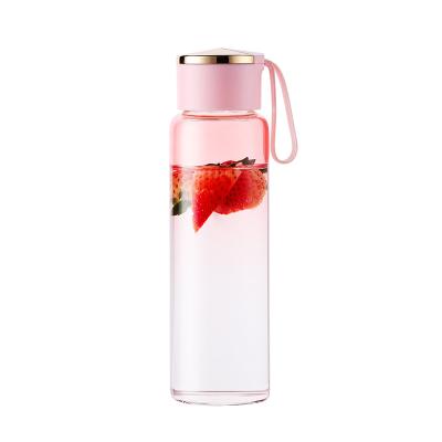 China Best Selling Sustainable 400ml Fruit Infusion Juice Drinking Bottle With Lid Glass Water Bottle for sale