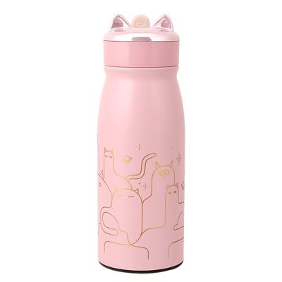 China Viable Cute Pink Wide Mouth Flask Vacuum Flask Vacuum Stainless Steel Stainless Steel Water Bottles Girls 13oz Small Travel Insulated Tumblers for sale