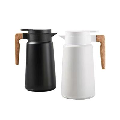 China New Arrival PORTABLE 1.8L Keep Hot Flask Thermos Wooden Handle Insulated 304 Stainless Steel Vacuum Kettle Bottle for sale