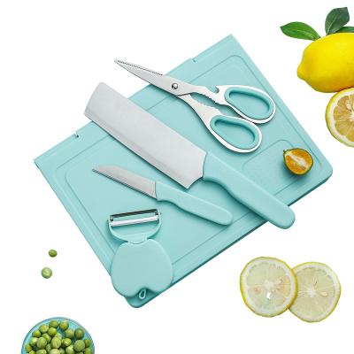 China Viable Customized 5 Pieces Stainless Steel Portable Multifunctional Fruit Vegetable Peeler Knife Set For Kitchen Tools for sale