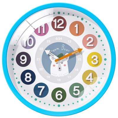 China Wholesale 14 Inch Kids Radio Custom Colorful Cartoon Plastic Wall Clock For Educational Study Time for sale