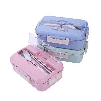 China Custom Logo Eco Friendly Disposable Wheat Heatable Straw Lunch Box for Food for sale