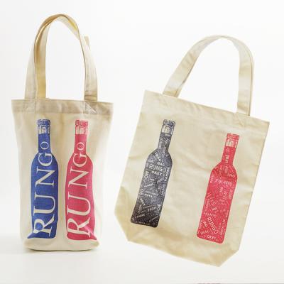 China Can Take 2-3 Bottles One Time Wholesales Customize Logo Canvas Wine Bag Promotional Eco-Friendly Cotton Reusable Wine Carrier Bag Canvas Wine Bag for sale