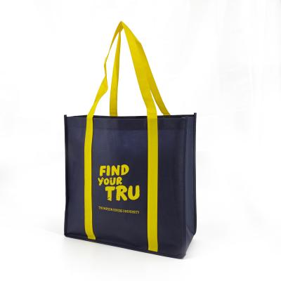 China Handle To Bottom Eco - Friendly Non Woven Custom Shopping Bag With Long Handle Promo Non Woven Shopping Tote Bag With Handles At Bottom for sale