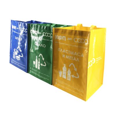 China Promotion Laminated Folding 50Kg Handled Polypropylene Recycled Various Colors PP Woven Garbage Bag for sale