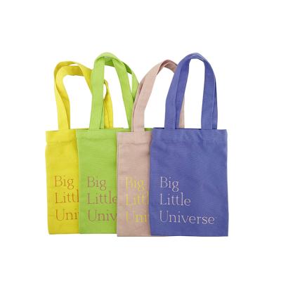 China Custom Printing Small Size Cute Candy Mini Tote Canvas Bag For Baby Colorful Recyclable Low Price Hot Sale for sale