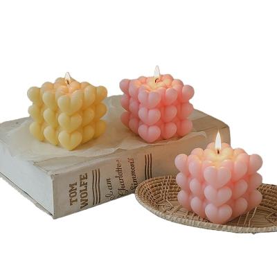 China 2021 Birthdays New Design Heart Bubble Candles Cubic Scented Candles For Wedding Party for sale