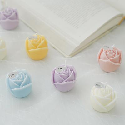 China Colorful Custom Color Rose Flower Art Candle Hot Selling Birthday Party Weeding Decoration Scented Candles for sale