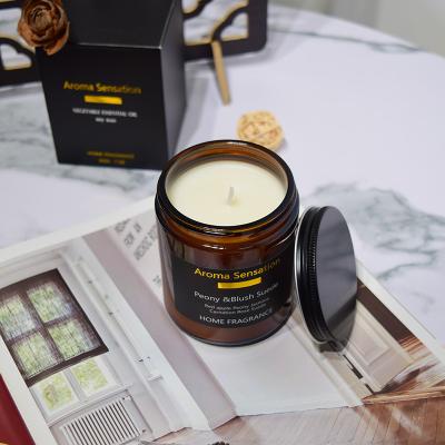 China High Quality Scented Scented Candles Private Label Household Soy Wax Candles Brown Glass Jar Scented Candles for sale