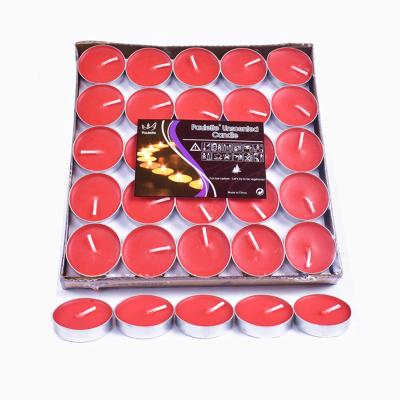 China Birthdays 50 Pcs Cheap Smokeless Valentine's Day Decorations Unscented Tea Light Candles Set Tealight Candle for sale