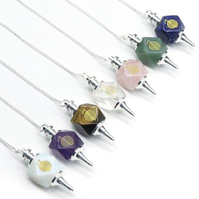 China Rhombic Healing Crystal Stones Multi Gemstone Feng Shui Amethyst Hypnosis Pendulum Wholesale New Design for sale