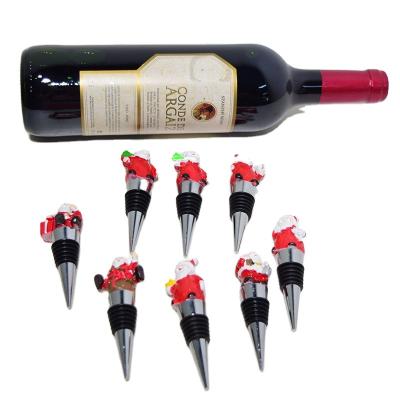 China Design Resin Santa Claus Wine Stopper In Bulk Viable Hot Wine Stopper For Christmas for sale