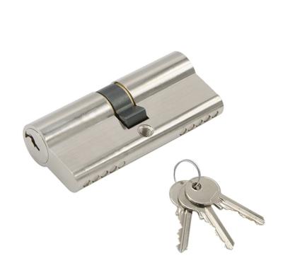 China Two-open cylinder 70mm (35/35), lock door lock cylinder thumb turn cylinder with knob with 3 keys, brush nickel for sale