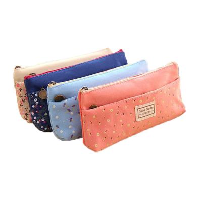 China Trend Creative Manufacturers Nectar Double Zipper Pencil Case Pastoral Fresh Floral School Pencil Case Small For Girls for sale