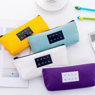 China Trend factory direct supply creative large capacity canvas inverted trapezoid pencil case student stationery bag pencil case for sale