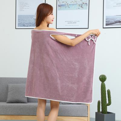 China Hypoallergenic Cheap Price Factory Directly Microfiber Coral Fleece Wearable Bath Towel for sale