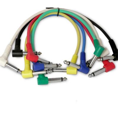 China 6Pcs/Set GUITAR Guitar Parts Colorful Angled Plug Audio Cable Leads Patch Cables For Guitar Pedal Effect for sale