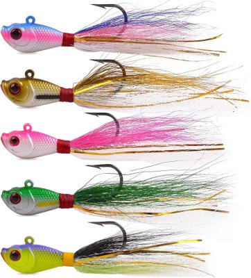 China Flounder Lure Saltwater Bucktail Lead Minnow Lure Head Bait Skirts Lure Flasher Fishing Bucktail Chatterbait for sale