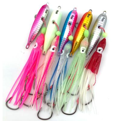 China For Fishing Bottomship 40g-200g Saltwater Fishing For Lure Lures Artificial Octopus Skirts Head Metal Slow Jig Lure Inchiku Squid Lures for sale