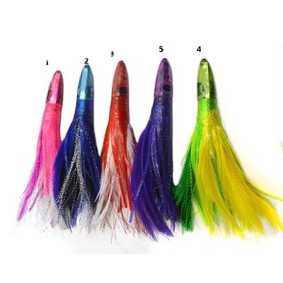 China Resin Head PVC Skirt 6.5inch Chicken Feather Bait Bait Fishing Lure Attract Multispecies Fish for sale