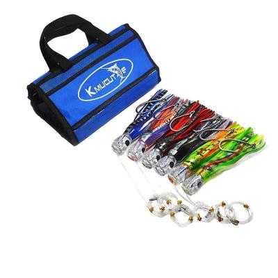 China Acrylic Head (with Lead in Head) and PVC Edges 9 Inch Tuna Bait Game Fishing Trolling Edged Lures Saltwater Fishing Octopus for sale