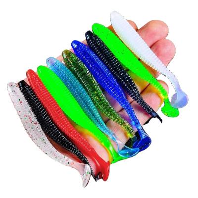 China Silicone Shad Worm Swimbait Jig Head Fly Silicon Rubber Wobblers Bass Fishing Tackle 10pc/bag for sale