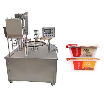 China Automatic Rotary Food Tray Sealer Plastic Tray Filling Sealing Machine For Yogurt Packaging for sale