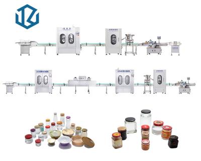 China Automatic Food Peanut Butter Honey Birds Nest Syrup Jam Sauce In Glass Bottle Jars Filling Capping And Labeling Machine Line for sale