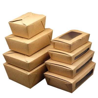 China Custom Made Luxury Eco - Friendly Recycled Materials Recycled Take Away Food Packaging Brown Paper Kraft Paper Box for sale