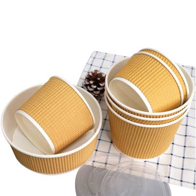 China Food Wrapping Soup Ramen Ripple Disposable Microwavable Hot Wallpaper Bowls With Lid For Noodles for sale