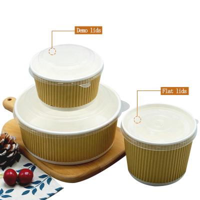 China Biodegradable Food Wrapping Paper Ripple Paper Salad Disposable Soup Bowl With Lid For Hot Food for sale