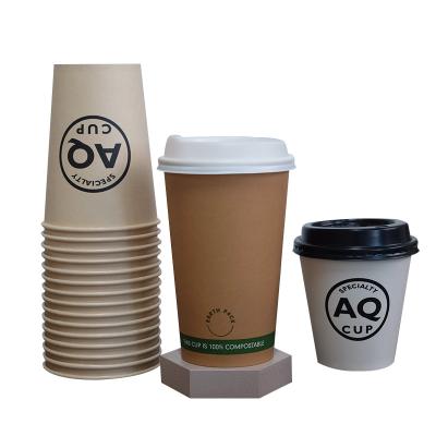 China 7oz Compostable Biodegradable Food Pack Paper Cups With Lids For Hot Drinks Printing for sale