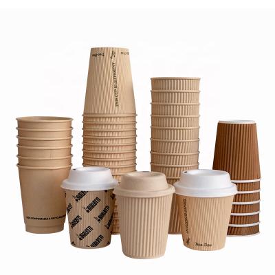 China Disposable Paper Cup Packaging Coffee Paper Ripple 7oz Custom Logo for sale