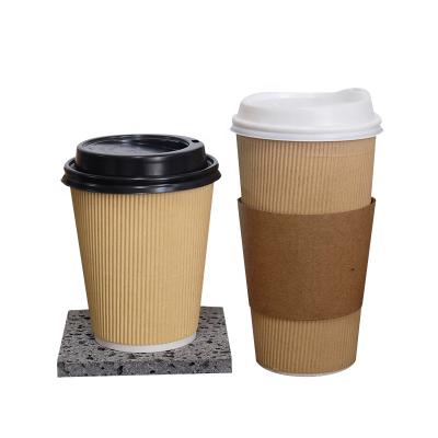 China Biodegradable Disposable Compostable Insulated Printed Logo Rippe Paper Custom Coffee Cups Anti-scaliding Paper Cup for sale