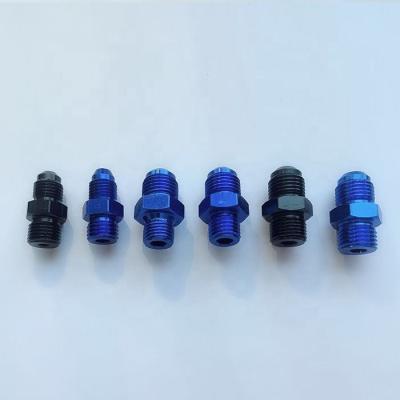 China AN-M Aluminum Metric AN4 AN6 AN8 AN10 AN12 to M10X1.0 M10X1.5 M12X1.25/1.5 M14X1.5 M16/M18/M20X1.5 Male Flare Adapters for sale