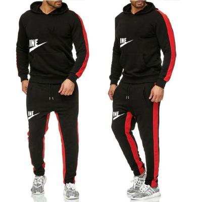 China 2021 Latest Design Anti-Pilling 2 Piece Set Hoodie Solid Color Striped Hoodie Men Jogging Sportswear Oversized for sale