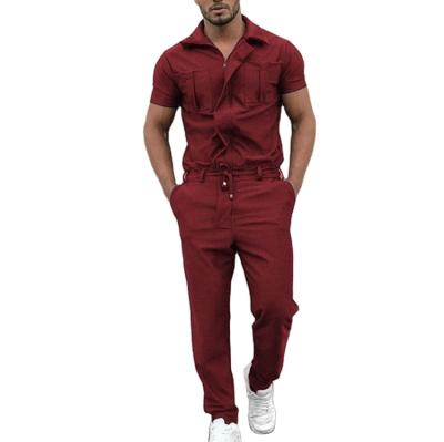 China Anti-wrinkle men's one-piece woven machining suit with zipper access control personality clothing cardet all-in-one pants for men for sale