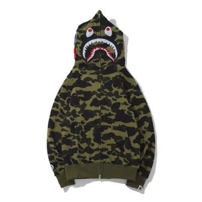 China Anti-pilling Men's Black Full Face Zipper Hoodie Fashion Pattern Printed Shark Head Hoodie With Zipper Pull Up Hoodie Custom for sale