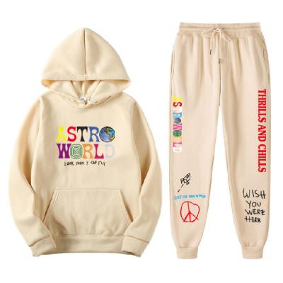 China 2021 Custom Letter Print Hoodie + Hoodie Men's Sweatshirt Sweatpants Anti-pilling Hoodie Sweatpants Men's Sweatpants for sale